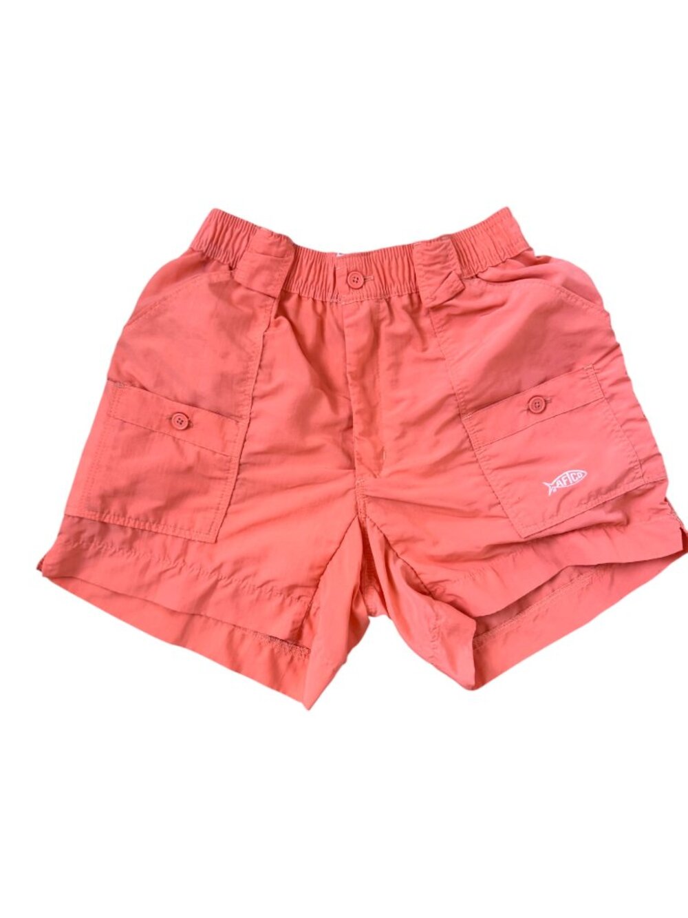 AFTCO Fishing Shorts Mens 30 Coral Orange Original Nylon Cargo 6" Inseam
